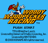 Woody Woodpecker Racing title screen for GameBoy Color